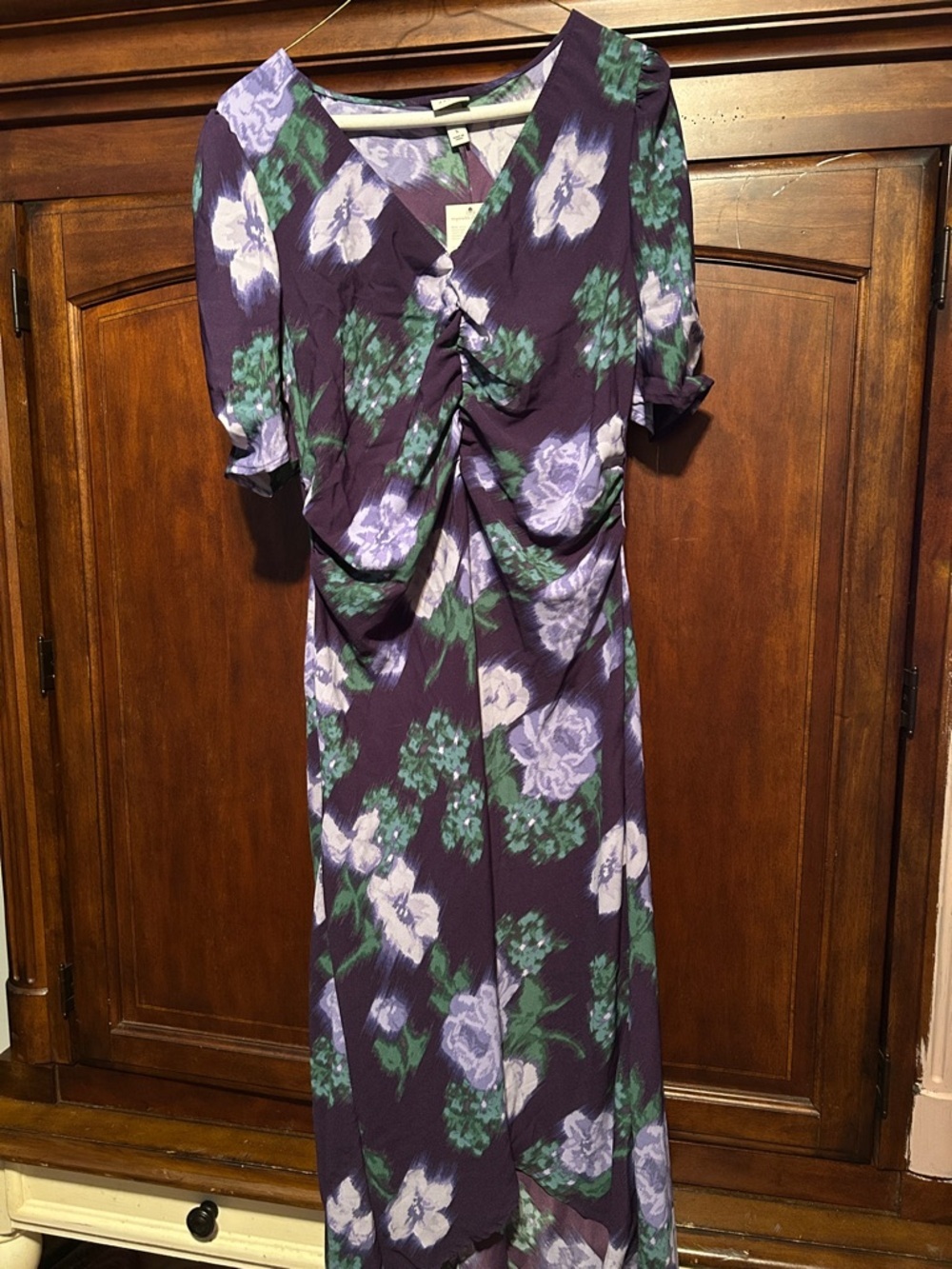 a new day Purple Floral Maxi Dress with Green Accents